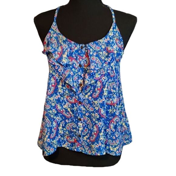 Arizona Jean Company Blue Paisley Racerback Tank Small - Picture 1 of 4